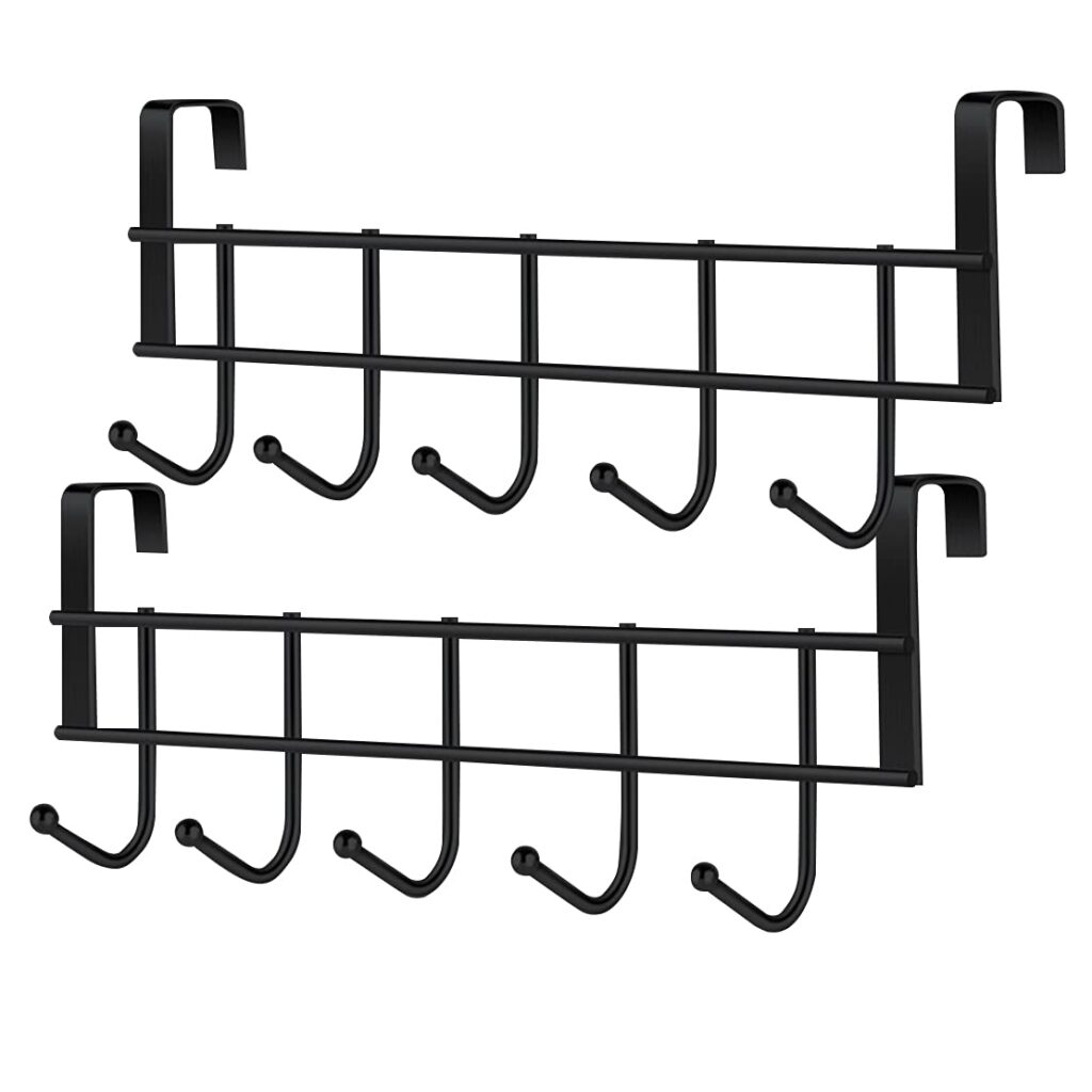 amiciCare 5 Hook Over Drawer Hanger, Alloy Steel Hanging Organizer with No Screw Installation